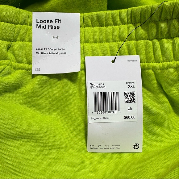 Nike Pants & Jumpsuits Nwt Nike Womens Loose Fit Mid Rise Sweatpants Lime Green Xxl Poshmark